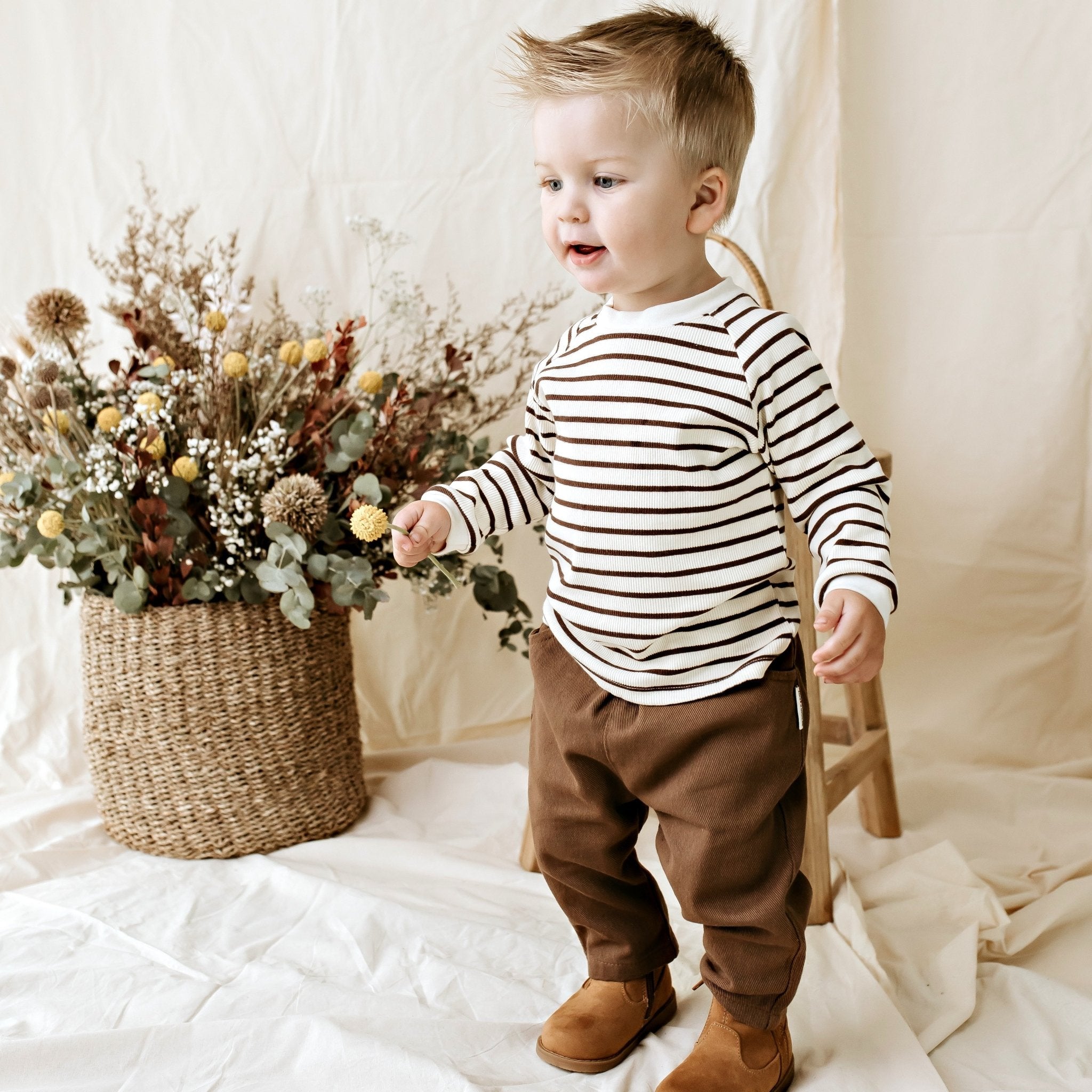 Jack Rib Stripe Top - Chestnut - Designer Kidz