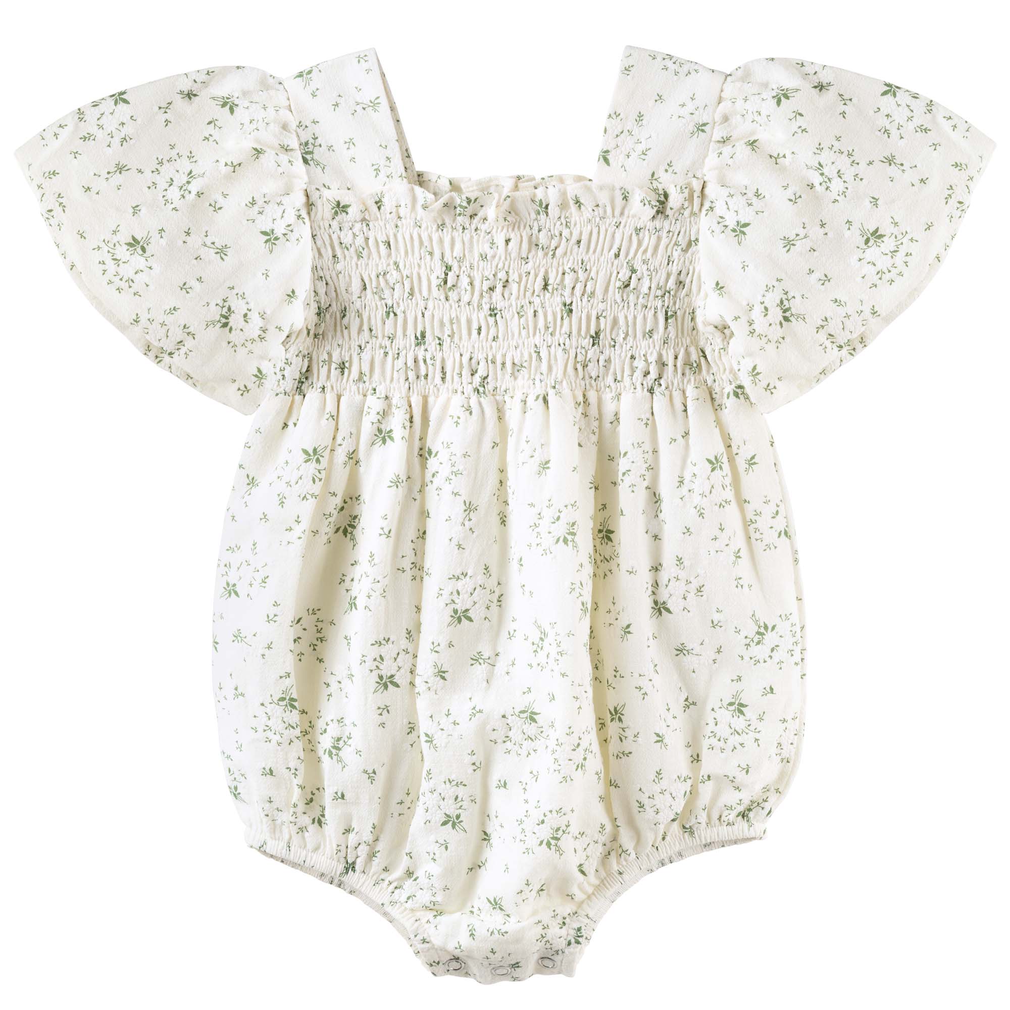 Lily Puff Sleeve Romper - Ecru Floral - Designer Kidz
