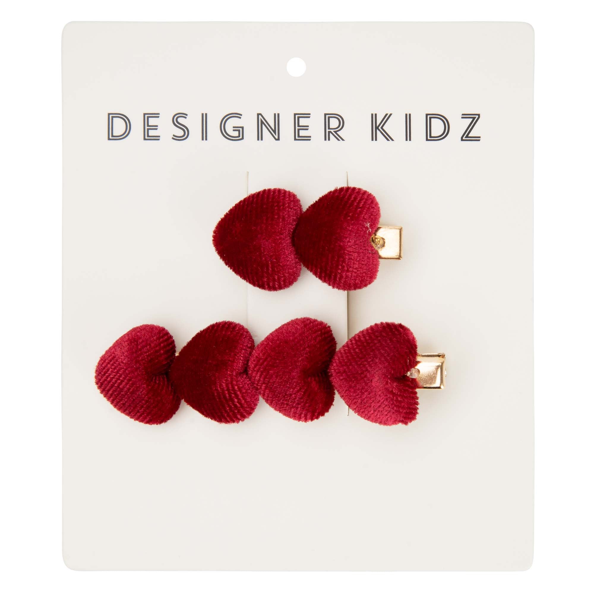 Love Hearts Hair Clip Pack - Red - Designer Kidz