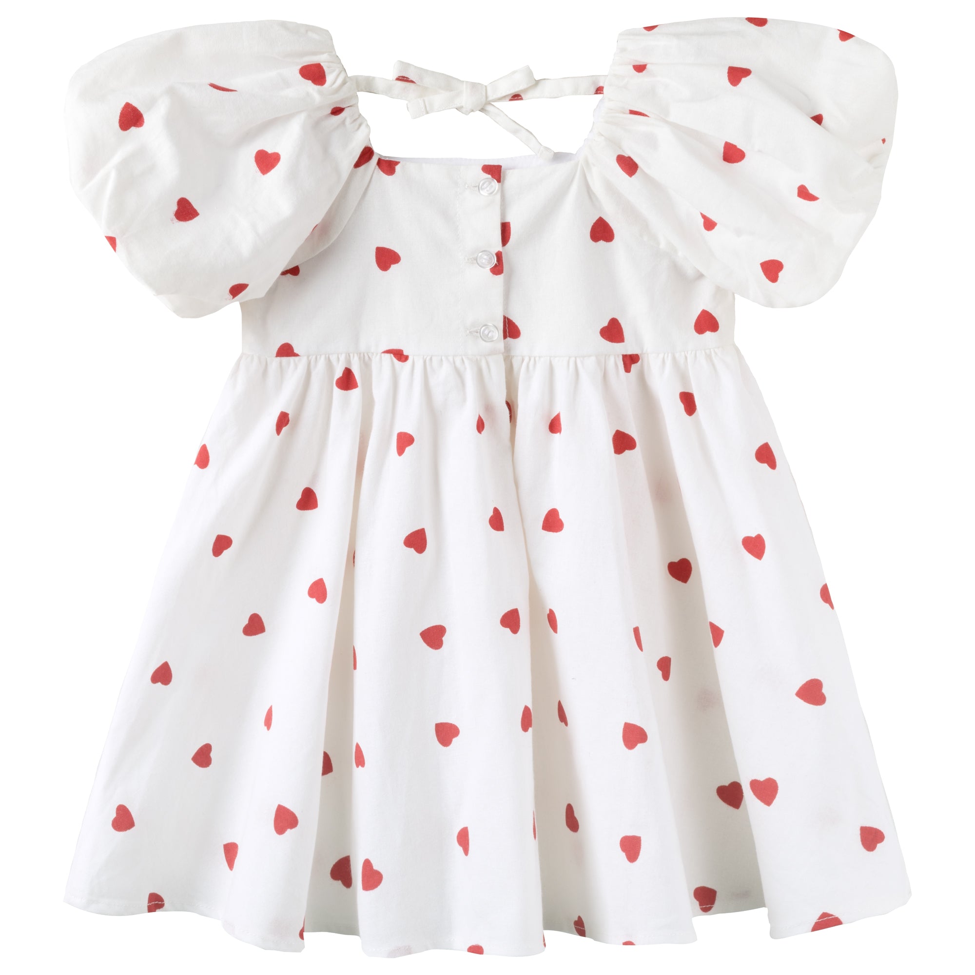 Love Hearts Puff Sleeve Dress - Designer Kidz