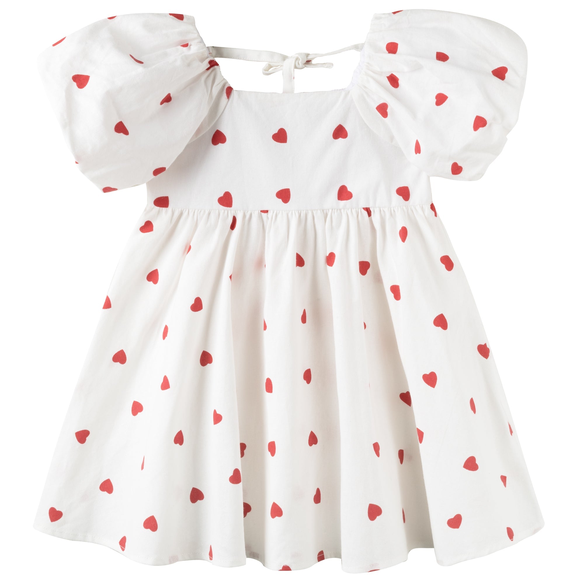Love Hearts Puff Sleeve Dress - Designer Kidz