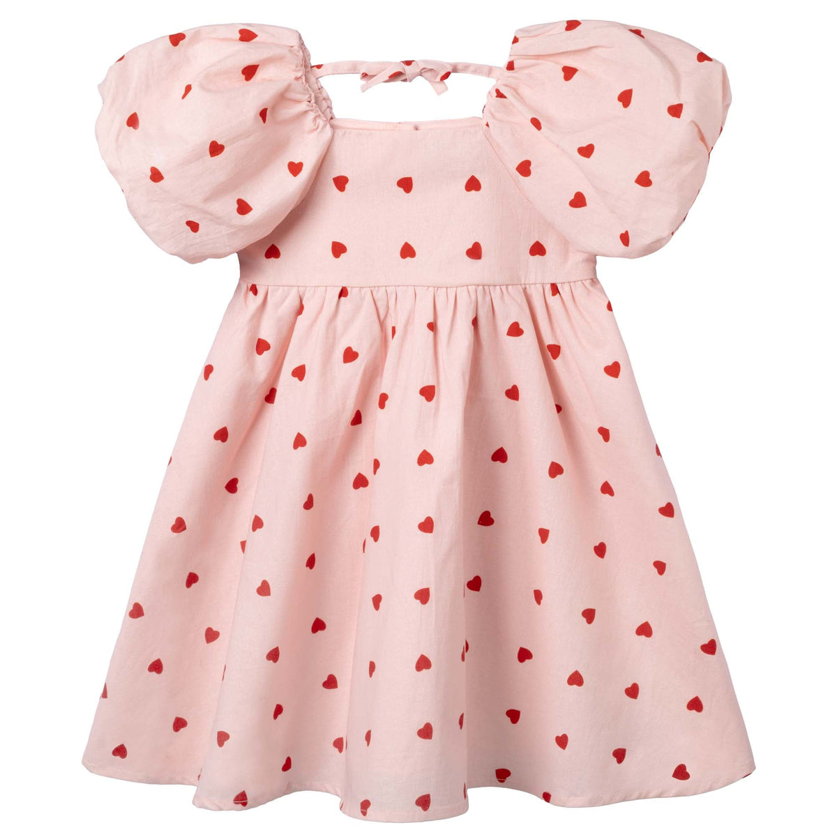 Love Hearts Puff Sleeve Dress - Pink - Designer Kidz