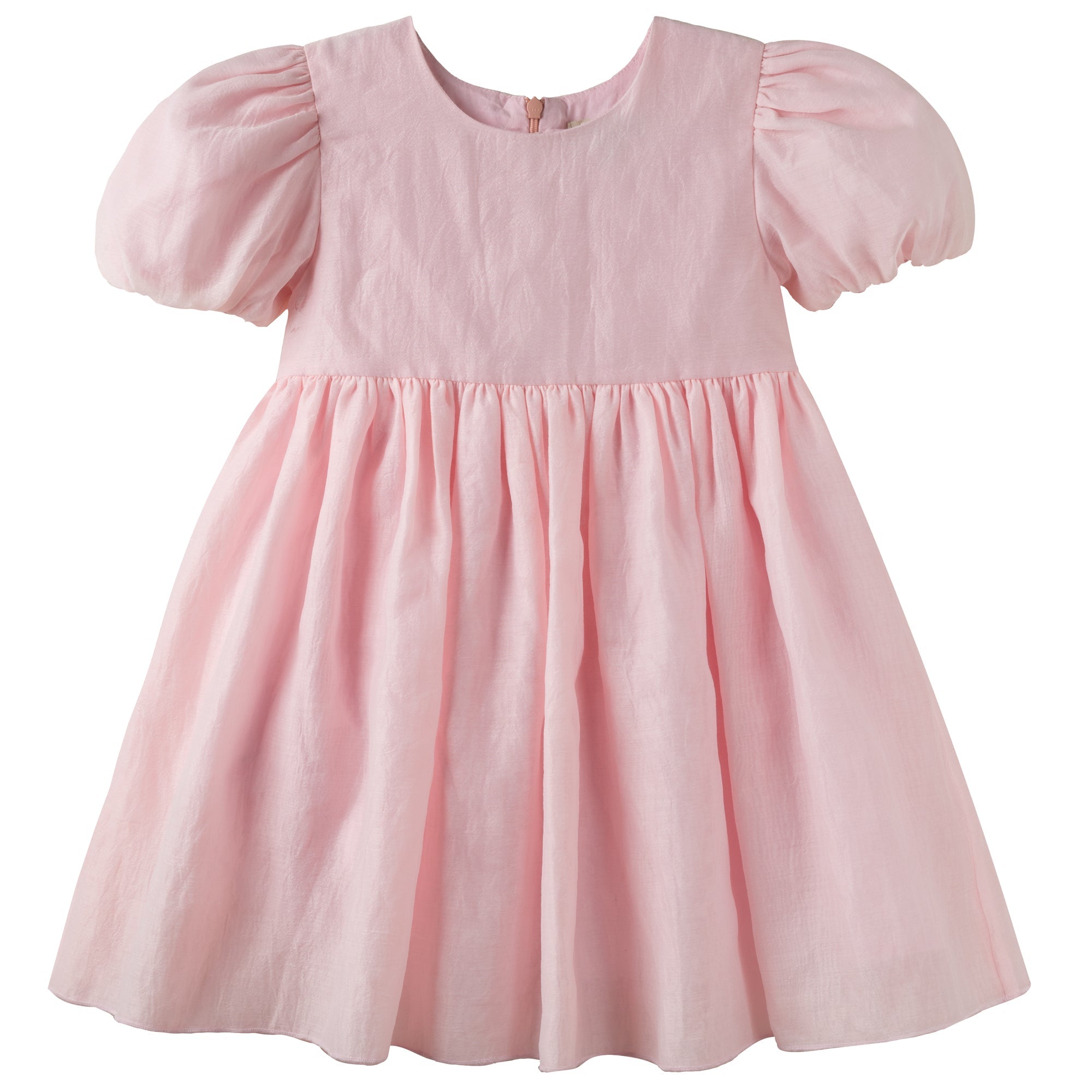 Noa Puff Sleeve Bow Back Dress - Blush - Designer Kidz