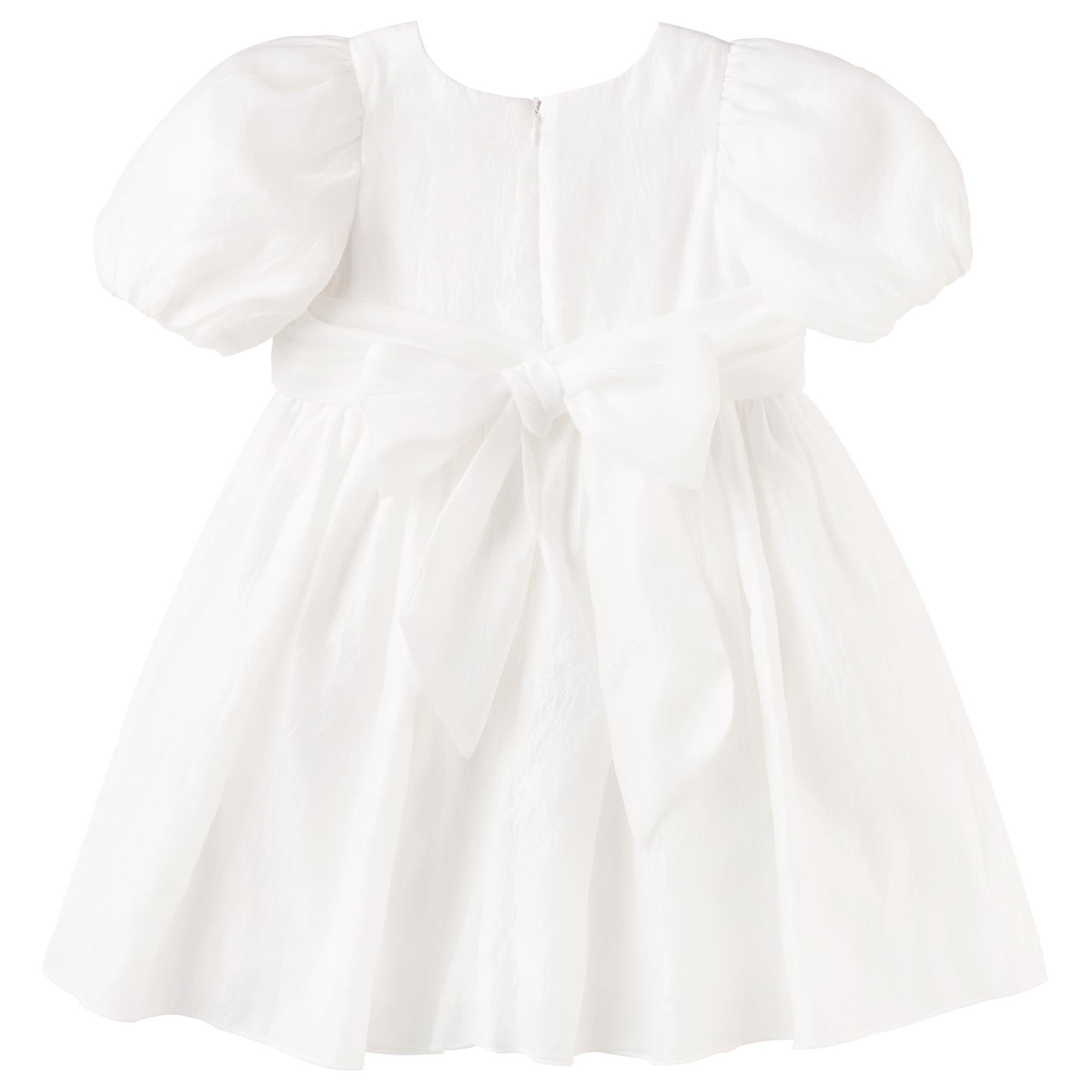 Noa Puff Sleeve Bow Back Dress - Ivory - Designer Kidz