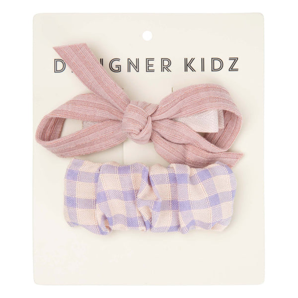 Gingham Hair Clip Pack - Dusty Pink