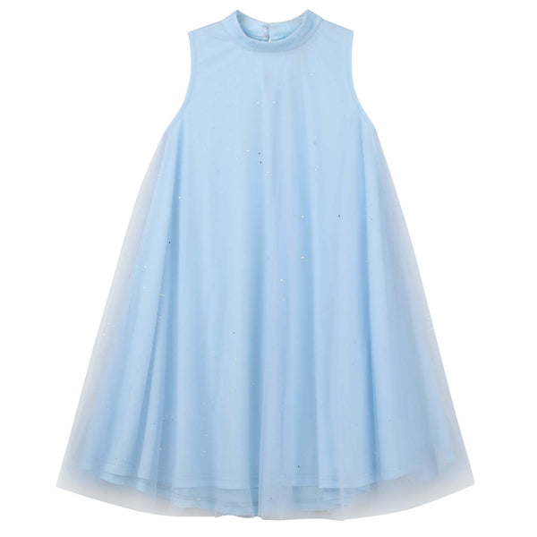 Sparkle A-Line Mesh Dress - Sky Blue