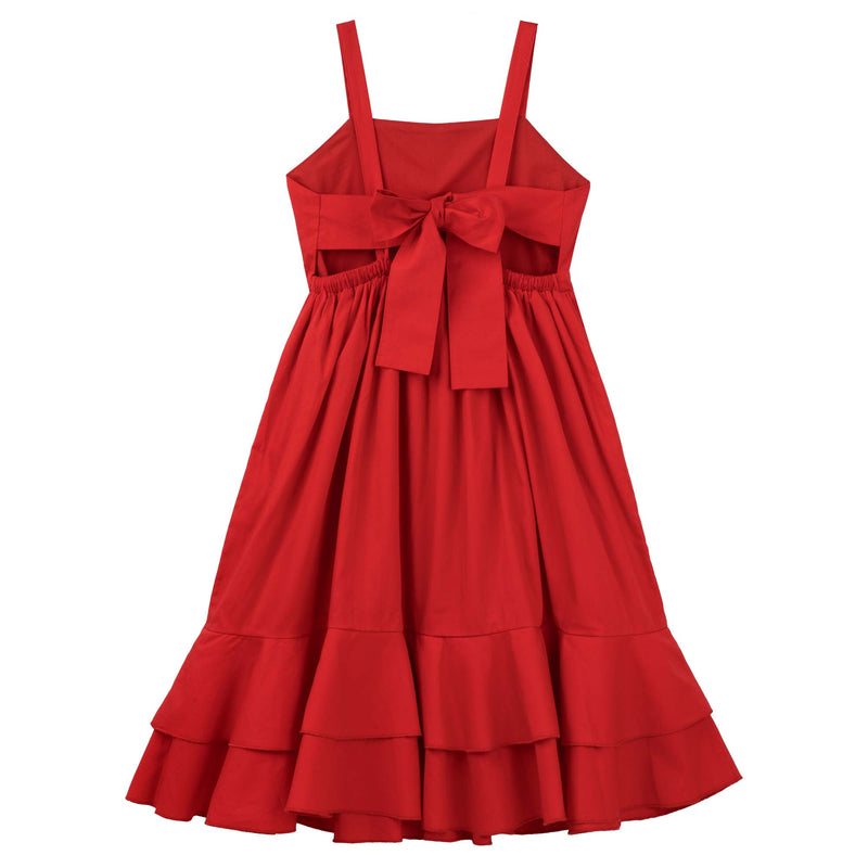 Amelia Frill Tie Back Dress - Red