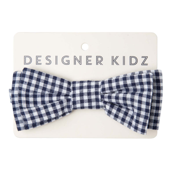 Oliver Gingham Bow Tie - Navy