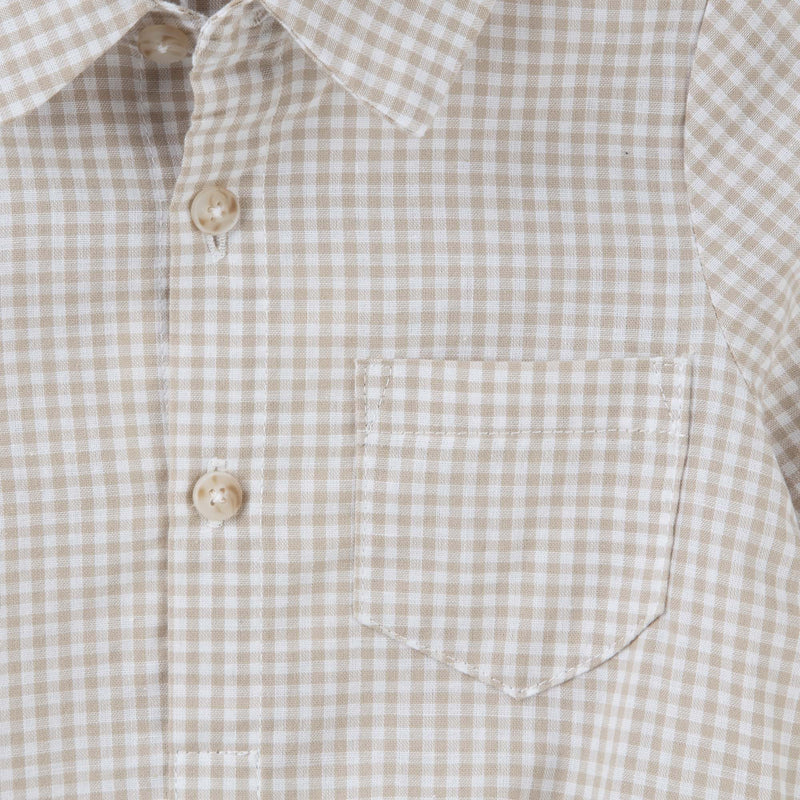 Oliver L/S Gingham Romper - Oat