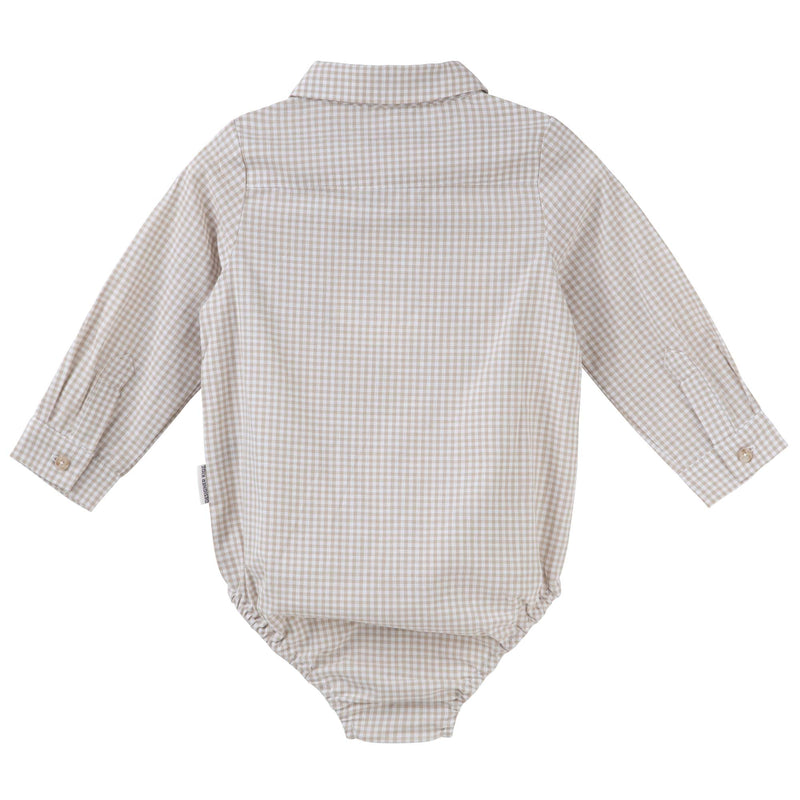 Oliver L/S Gingham Romper - Oat