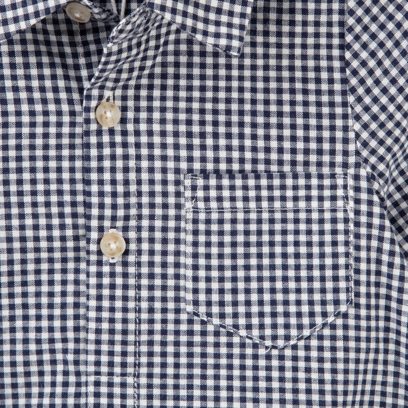 Oliver L/S Gingham Romper - Navy