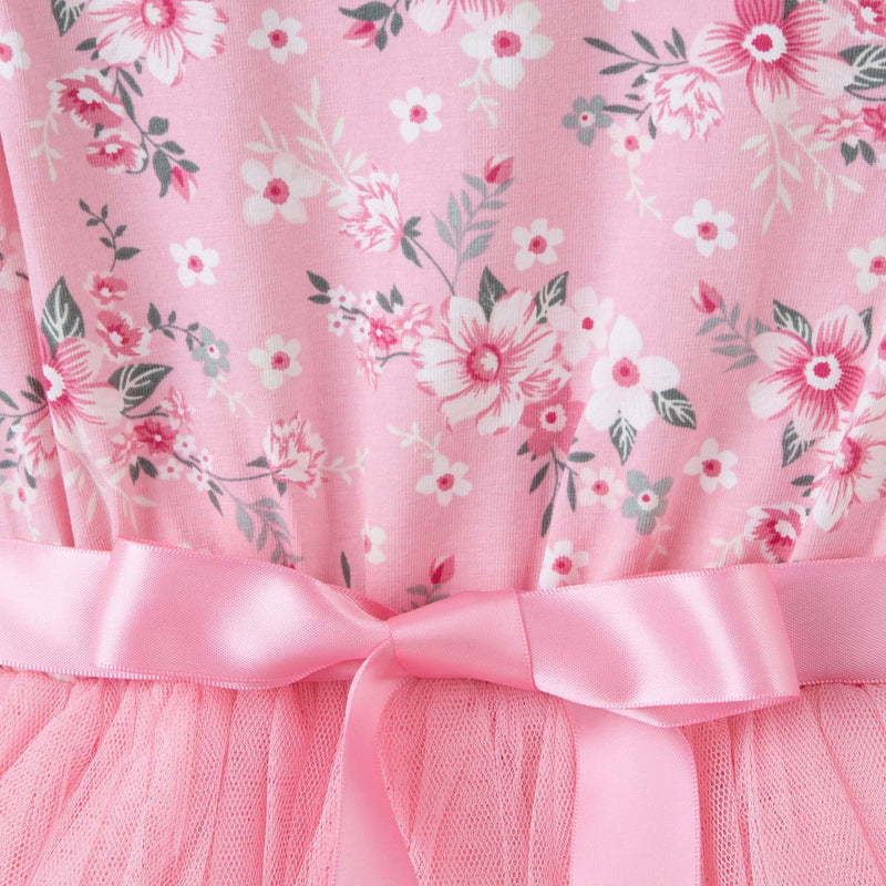 Millie Floral L/S Tutu Dress - Pink
