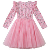 Millie Floral L/S Tutu Dress - Pink