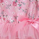 Millie Floral L/S Tutu Romper - Pink