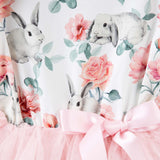 Bunny Floral L/S Tutu Romper - Soft Pink