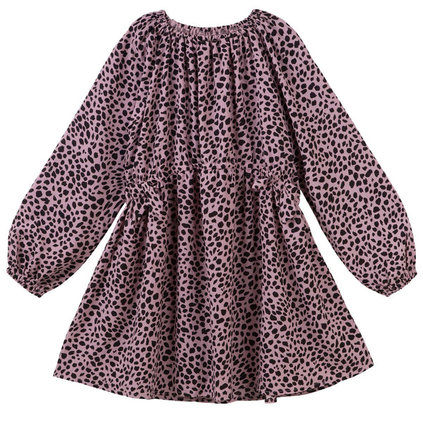 Evalina L/S Leopard Print Dress - Dusty Rose