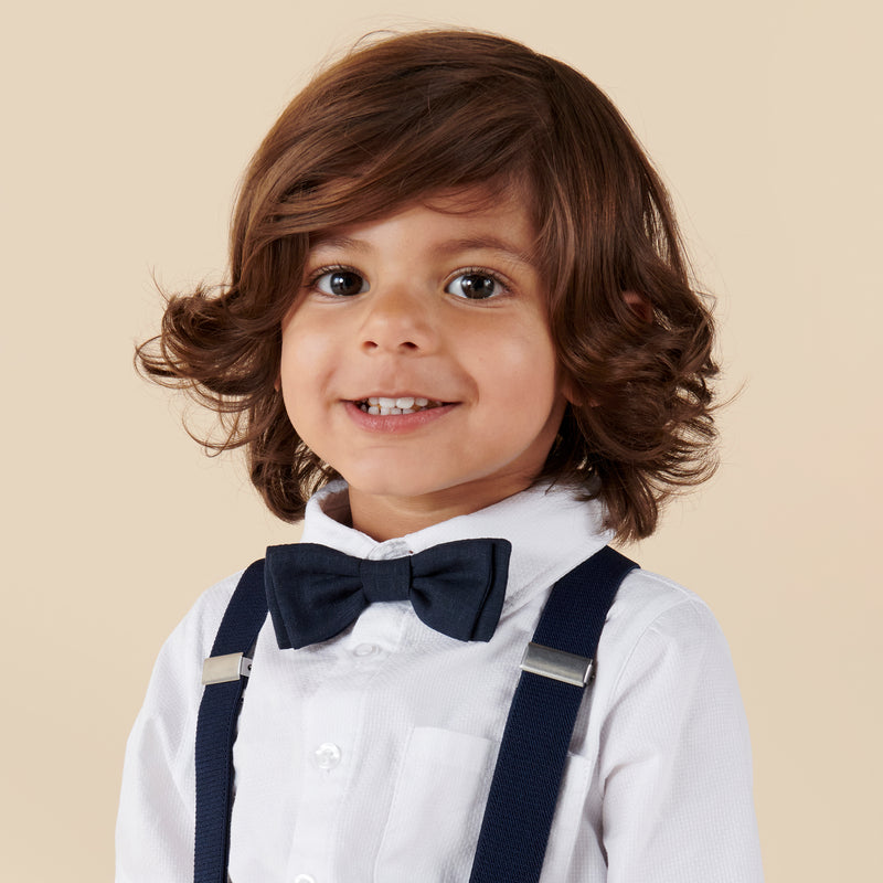 Finley Linen Bow Tie - Navy