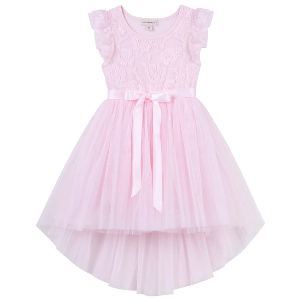 Libby Lace S/S Tutu Dress  - Pale Pink