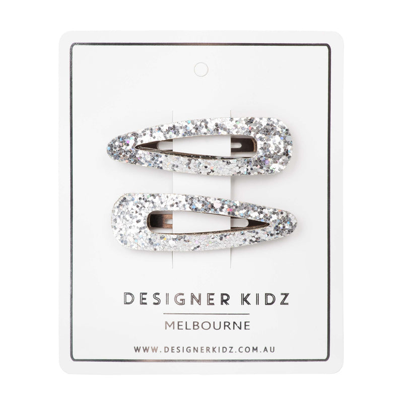 Sparkle Hair Clip Pack - Silver - Designer Kidz
