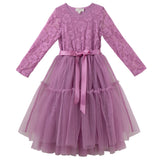 Princess Lace L/S Tutu Dress - Berry