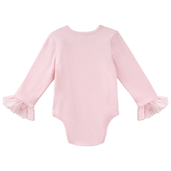 Lace Cuff Baby Bodysuit - Pink