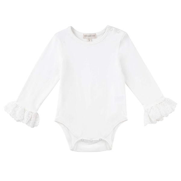 Lace Cuff Baby Bodysuit - Ivory