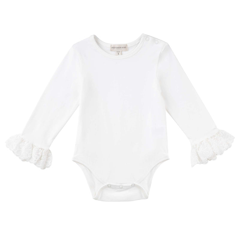 Lace Cuff Baby Bodysuit - Ivory