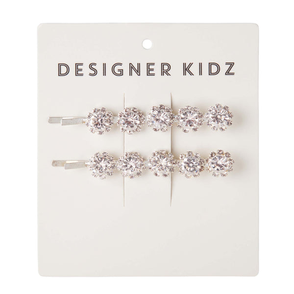 Sparkle Flower Hair Clip Pack - Silver