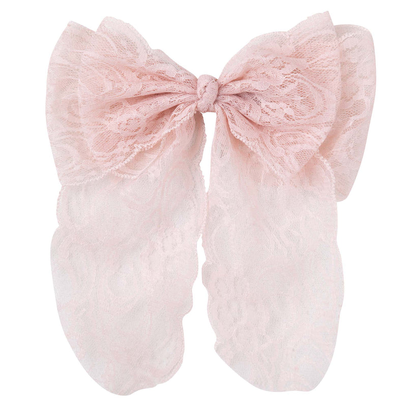 Sheer Lace Bow Hair Clip - Dusty Pink
