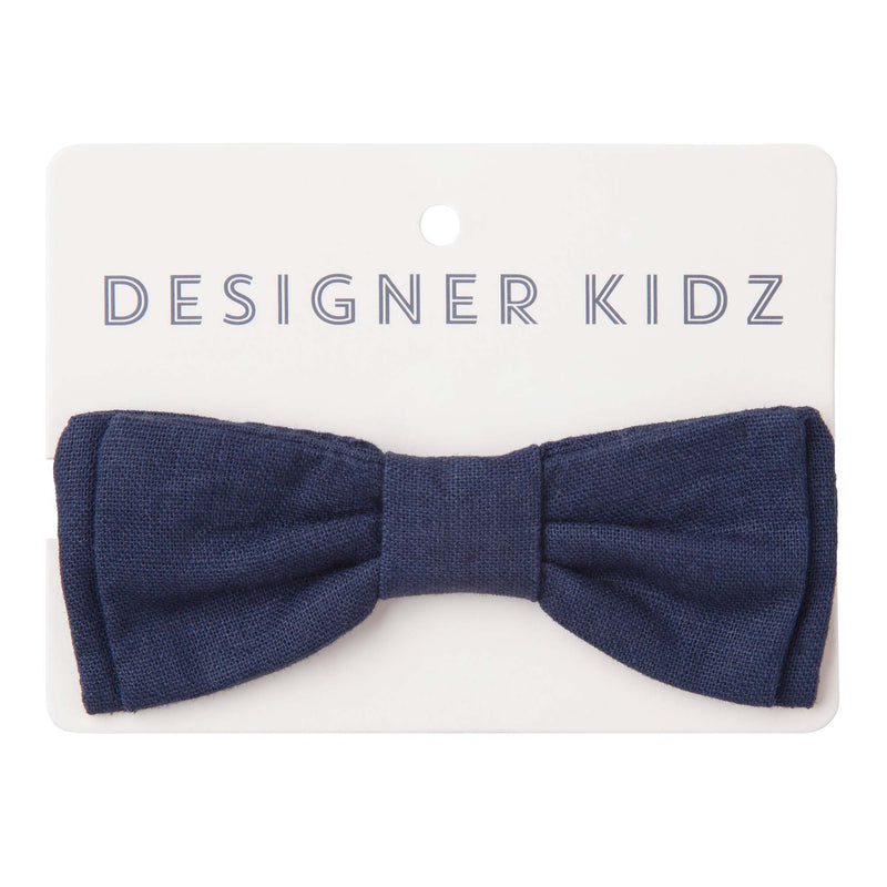 Toby Linen Bow Tie - Navy - Designer Kidz