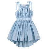 Kikki Taffeta Gathered Dress - Dusty Blue