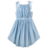 Kikki Taffeta Gathered Dress - Dusty Blue